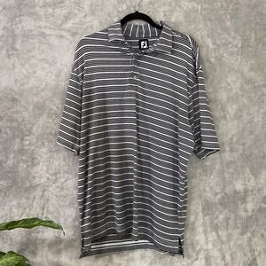 FootJoy Golf Polo Shirt Men's XL Black/Gray Multi Striped Short Sleeve Stretch
